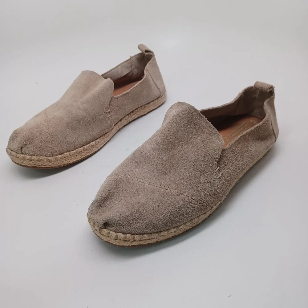 Toms Suede Flats Espadrilles Slip On‎ Loafer Neutral Tan Womens 6.5